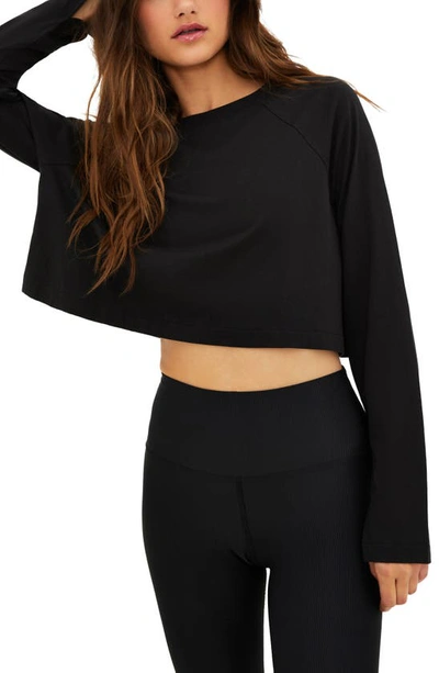 Beach Riot June Long Sleeve Crop Top In Black