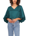 Vince Camuto Geo Print Jacquard Bubble Sleeve Blouse In Green