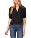 Cece Ruffle Split Neck Blouse In Black