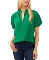 Cece Ruffle Neck Raglan Sleeve Top In Green
