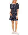 Cece Women's Printed Puff-sleeve Pullover Knit Dress In Blue