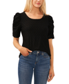 Cece Eyelet Puff Sleeve Top In Black