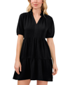 Cece Tiered Ruffle Neck Dress In Black