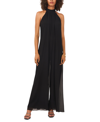 Vince Camuto Halter Neck Wide Leg Chiffon Jumpsuit In Black