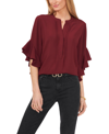 Vince Camuto Plus Size Ruffle Sleeve Henley Blouse In Red