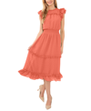 Cece Clip Dot Flutter Sleeve Midi Dress In Orange