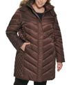 KENNETH COLE WOMEN'S PLUS SIZE FAUX-FUR-TRIM HOODED PUFFER COAT, CREATED FOR MACY'S