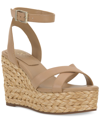 Vince Camuto Fettana Ankle-strap Espadrille Platform Wedge Sandals Women's Shoes In Tan/beige
