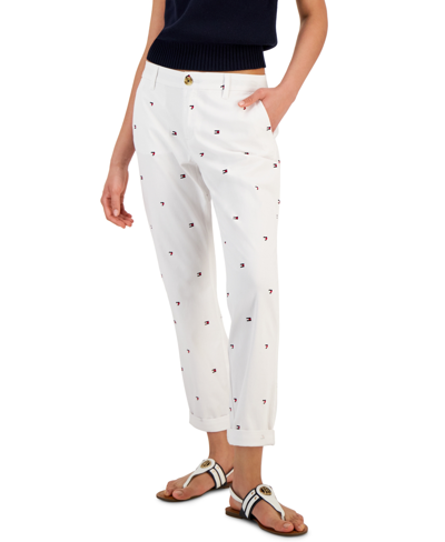 Tommy Hilfiger Women's Hampton Heart Flag Chino Pants In Hearts And Flags- Bright White Multi