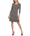 Tommy Hilfiger Petite Floral-print Ruffled Shift Dress In Black