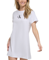 Calvin Klein Women's Logo T-shirt Dress Swim Cover-up Women's Swimsuit In White
