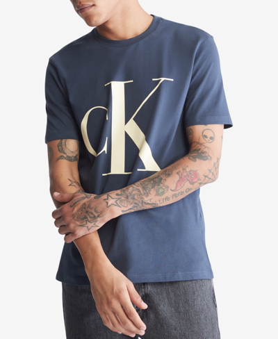 Calvin Klein Men's Monogram Logo Graphic T-shirt In Blue