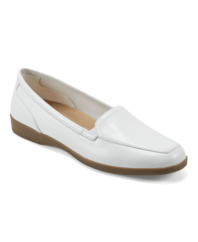 Easy Spirit Women's Devitt Square Toe Slip-on Casual Flats Women's Shoes In White Leather