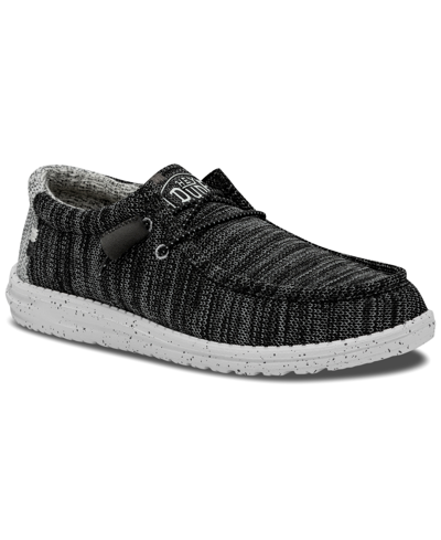 Hey Dude Men's Wally Stretch Slip-on Casual Moccasin Sneakers From Finish Line In Black