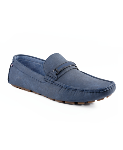 Tommy Hilfiger Men's Ayele Moc Toe Driving Loafers Men's Shoes In Light Navy