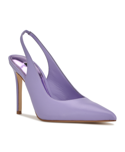 Nine West Women's Feather Pointy Toe Slingback Dress Pumps Women's Shoes In Purple