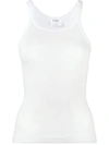 Re/done Ribbed Scoop-neck Fitted Tank In White