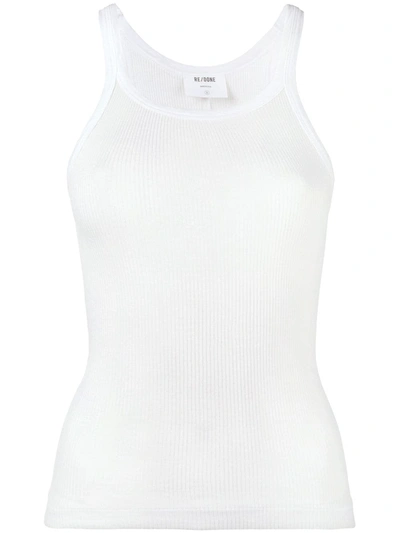 Re/done White Originals Ribbed Tank Top In Multi-colored