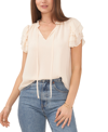 1.STATE WOMEN'S FLUTTER SLEEVE V-NECK TOP WITH TIE