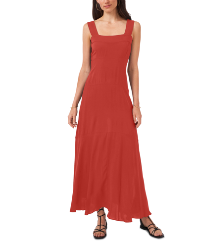 Vince Camuto Paneled Smocked-back Challis Tank Dress In Red