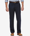 Haggar Men's Premium No Iron Khaki Classic Fit Flat Front Hidden Expandable Waist Pant In Blue