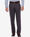 Haggar Men's Premium No Iron Khaki Classic Fit Flat Front Hidden Expandable Waist Pant In Gray