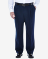 Haggar Men's Big & Tall Premium No Iron Khaki Classic Fit Flat Front Hidden Expandable Waistband Pants In Blue