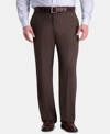 Haggar Men's Big & Tall Premium Comfort Stretch Classic-fit Solid Pleated Dress Pants In Brown