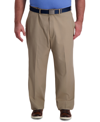 Haggar Big & Tall Cool Right Performance Flex Classic Fit Flat Front Pant In Tan/beige