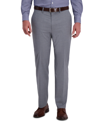 Haggar Jmh Men's 4-way Stretch Textured Plaid Classic Fit Flat Front Performance Dress Pant In Gray