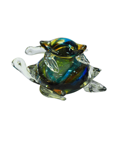 Dale Tiffany Colorful Sea Turtle Figurine In Evergreen