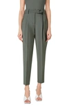 Akris Punto Fred Belted Stretch Virgin Wool Trousers In Olive