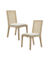 Madison Park Canteberry Farmhouse Solid Wood Cane-inset Dining Chair With Cushioned Seat, Set Of 2 In White