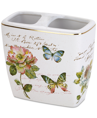 Avanti Butterfly Garden Toothbrush Holder Bedding In White