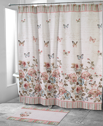 Avanti Butterfly Garden Shower Curtain Bedding In White