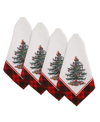 Spode Christams Tree Tartan Multicolored 4pc Napkins In Multi