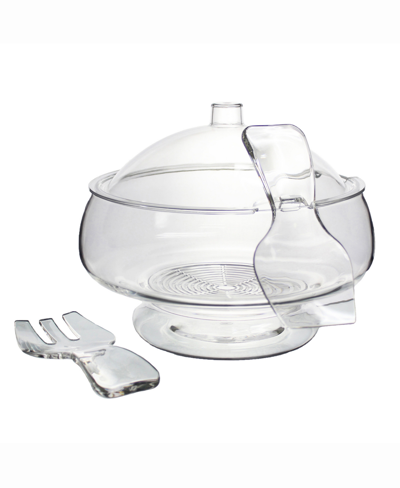 Prodyne Salad On Ice With Dome Lid Acrylic Salad Bowl And Servers In Clear