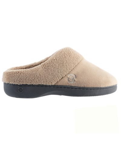 Isotoner Signature Women's Micro Terry Sport Hoodback Slippers In Taupe