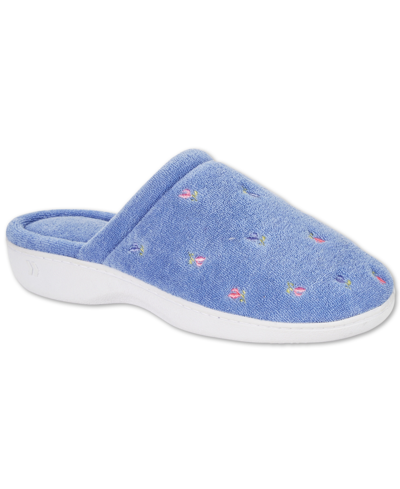 Isotoner Signature Women's Secret Sole Embroidered Clog Slippers In Periwinkle