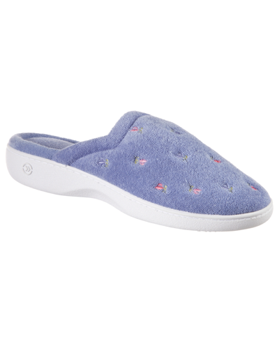 Isotoner Signature Women's Secret Sole Embroidered Clog Slippers In Periwinkle