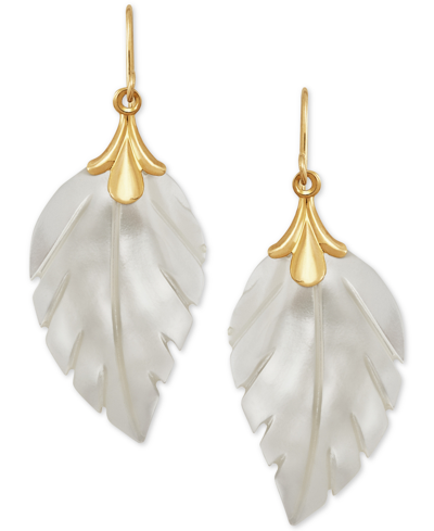 Macy's Leaf Earrings In 10k Gold In Mother Of Pearl