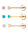 Macy's 3-pc. Set Cubic Zirconia Screwback Children's Stud Earrings In 14k Gold In Multi