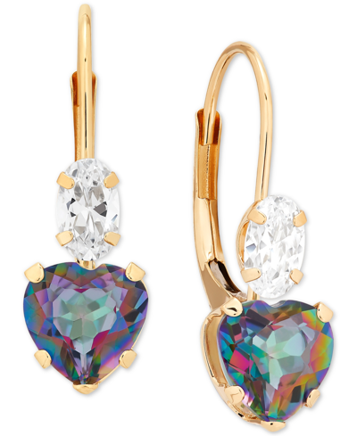 Macy's Mystic Topaz (2 Ct. T.w.) & Cubic Zirconia Leverback Drop Earrings In 14k Gold