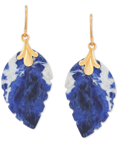 Macy's Leaf Earrings In 10k Gold In Sodalite