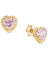 Macy's Children's Pink Zirconia Heart Screw Back Stud Earrings In 14k Gold In Pink