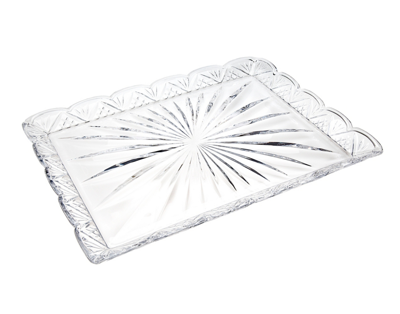 Godinger Dublin Crystal Scalloped Edge Tray In Clear