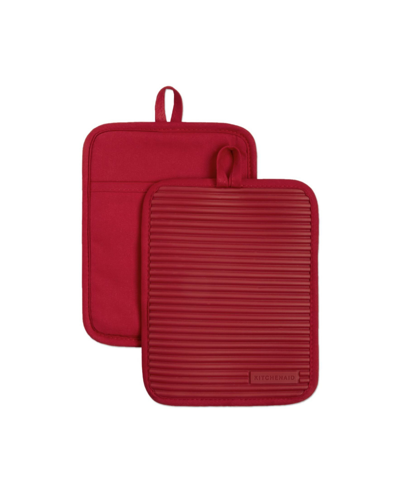 Kitchenaid Ribbed Soft Silicone 2-pc. Pot Holder Set In Passion Red
