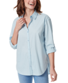 Gloria Vanderbilt Womens Collared Striped Button-down Top In Blue