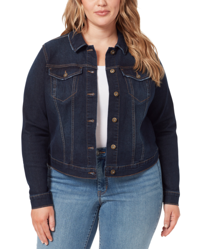 Jessica Simpson Trendy Plus Size Pixie Long Sleeve Denim Jacket In Sevy