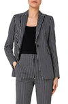 Akris Punto Pinstripe Jacquard Cotton Blend Blazer In 093 Black-cream